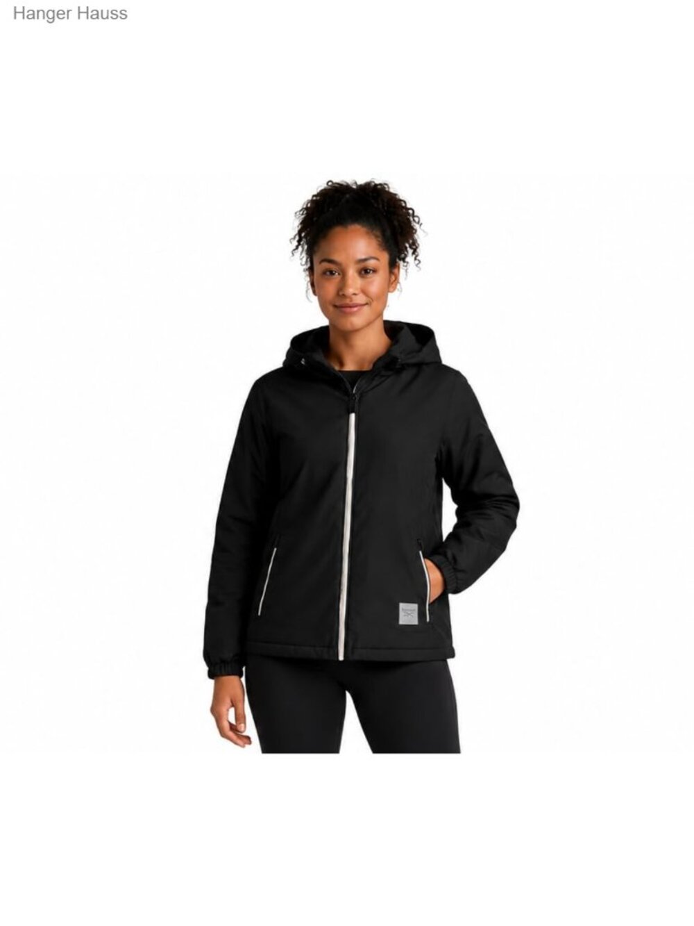 Lightweight Water-Resistant Full-Zip Hooded Rain Jacket with Pockets